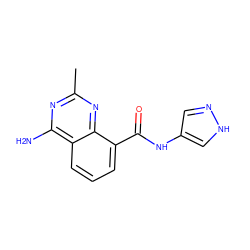 Cc1nc(N)c2cccc(C(=O)Nc3cn[nH]c3)c2n1 ZINC000066074150