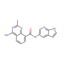 Cc1nc(N)c2cccc(C(=O)Nc3cnc4[nH]ccc4c3)c2n1 ZINC000066074147