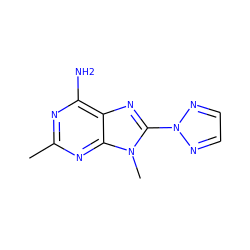 Cc1nc(N)c2nc(-n3nccn3)n(C)c2n1 ZINC000013674871