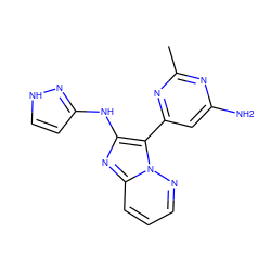 Cc1nc(N)cc(-c2c(Nc3cc[nH]n3)nc3cccnn23)n1 ZINC000095554773