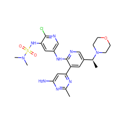 Cc1nc(N)cc(-c2cc([C@H](C)N3CCOCC3)cnc2Nc2cnc(Cl)c(NS(=O)(=O)N(C)C)c2)n1 ZINC000169065921