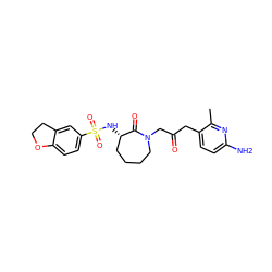 Cc1nc(N)ccc1CC(=O)CN1CCCC[C@H](NS(=O)(=O)c2ccc3c(c2)CCO3)C1=O ZINC000027865314