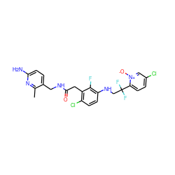 Cc1nc(N)ccc1CNC(=O)Cc1c(Cl)ccc(NCC(F)(F)c2ccc(Cl)c[n+]2[O-])c1F ZINC000028956128