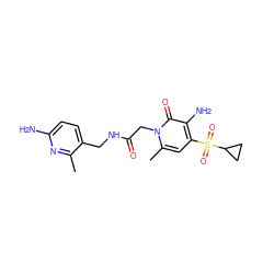 Cc1nc(N)ccc1CNC(=O)Cn1c(C)cc(S(=O)(=O)C2CC2)c(N)c1=O ZINC000013489222