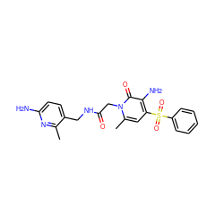 Cc1nc(N)ccc1CNC(=O)Cn1c(C)cc(S(=O)(=O)c2ccccc2)c(N)c1=O ZINC000013489218