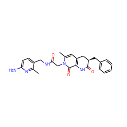 Cc1nc(N)ccc1CNC(=O)Cn1c(C)cc2c(c1=O)NC(=O)[C@H](Cc1ccccc1)C2 ZINC000000585755