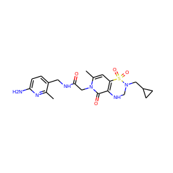 Cc1nc(N)ccc1CNC(=O)Cn1c(C)cc2c(c1=O)NCN(CC1CC1)S2(=O)=O ZINC000003991699