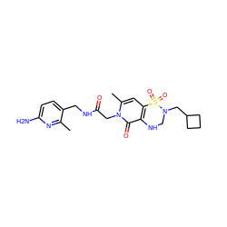 Cc1nc(N)ccc1CNC(=O)Cn1c(C)cc2c(c1=O)NCN(CC1CCC1)S2(=O)=O ZINC000000588172