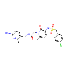 Cc1nc(N)ccc1CNC(=O)Cn1c(C)ccc(NS(=O)(=O)Cc2ccc(Cl)cc2)c1=O ZINC000029413007