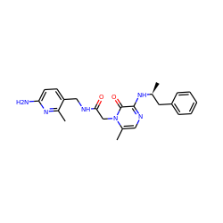 Cc1nc(N)ccc1CNC(=O)Cn1c(C)cnc(N[C@@H](C)Cc2ccccc2)c1=O ZINC000013781855