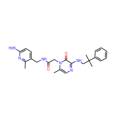 Cc1nc(N)ccc1CNC(=O)Cn1c(C)cnc(NCC(C)(C)c2ccccc2)c1=O ZINC000013493130