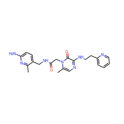 Cc1nc(N)ccc1CNC(=O)Cn1c(C)cnc(NCCc2ccccn2)c1=O ZINC000013493132