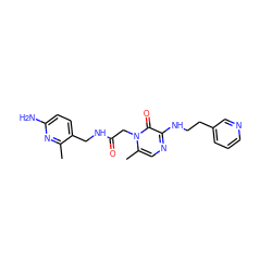 Cc1nc(N)ccc1CNC(=O)Cn1c(C)cnc(NCCc2cccnc2)c1=O ZINC000013493133