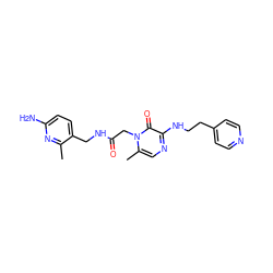 Cc1nc(N)ccc1CNC(=O)Cn1c(C)cnc(NCCc2ccncc2)c1=O ZINC000013493134