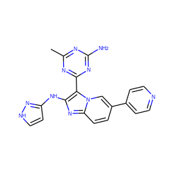 Cc1nc(N)nc(-c2c(Nc3cc[nH]n3)nc3ccc(-c4ccncc4)cn23)n1 ZINC000095555190