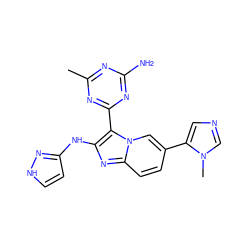 Cc1nc(N)nc(-c2c(Nc3cc[nH]n3)nc3ccc(-c4cncn4C)cn23)n1 ZINC000095554908