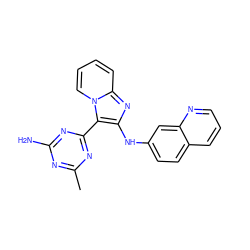 Cc1nc(N)nc(-c2c(Nc3ccc4cccnc4c3)nc3ccccn23)n1 ZINC000168354401