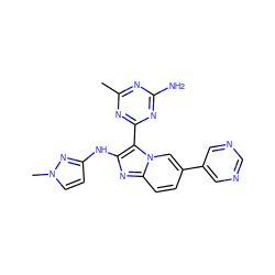 Cc1nc(N)nc(-c2c(Nc3ccn(C)n3)nc3ccc(-c4cncnc4)cn23)n1 ZINC000095557289