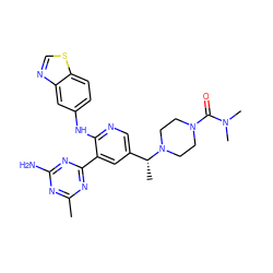 Cc1nc(N)nc(-c2cc([C@@H](C)N3CCN(C(=O)N(C)C)CC3)cnc2Nc2ccc3scnc3c2)n1 ZINC000113240329