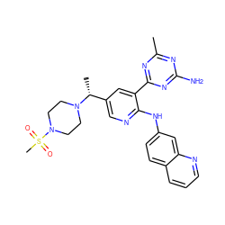 Cc1nc(N)nc(-c2cc([C@@H](C)N3CCN(S(C)(=O)=O)CC3)cnc2Nc2ccc3cccnc3c2)n1 ZINC000113239729