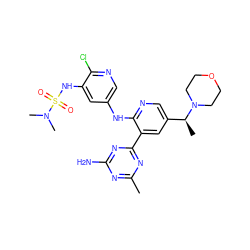 Cc1nc(N)nc(-c2cc([C@H](C)N3CCOCC3)cnc2Nc2cnc(Cl)c(NS(=O)(=O)N(C)C)c2)n1 ZINC000168747745