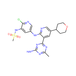 Cc1nc(N)nc(-c2cc(C3CCOCC3)cnc2Nc2cnc(Cl)c(NS(C)(=O)=O)c2)n1 ZINC000095559062