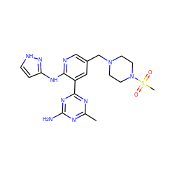 Cc1nc(N)nc(-c2cc(CN3CCN(S(C)(=O)=O)CC3)cnc2Nc2cc[nH]n2)n1 ZINC000113238207