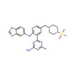 Cc1nc(N)nc(-c2cc(CN3CCN(S(C)(=O)=O)CC3)cnc2Nc2ccc3[nH]cnc3c2)n1 ZINC000113237546