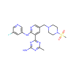 Cc1nc(N)nc(-c2cc(CN3CCN(S(C)(=O)=O)CC3)cnc2Nc2cncc(F)c2)n1 ZINC000095556140