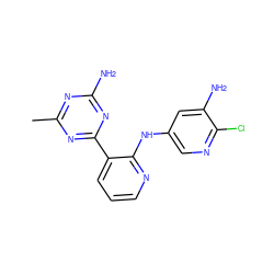 Cc1nc(N)nc(-c2cccnc2Nc2cnc(Cl)c(N)c2)n1 ZINC000095559880