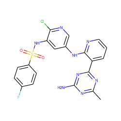 Cc1nc(N)nc(-c2cccnc2Nc2cnc(Cl)c(NS(=O)(=O)c3ccc(F)cc3)c2)n1 ZINC000095563686