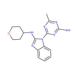 Cc1nc(N)nc(-n2c(NC3CCOCC3)nc3ccccc32)n1 ZINC000071318589