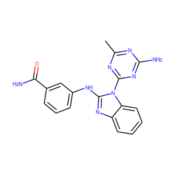 Cc1nc(N)nc(-n2c(Nc3cccc(C(N)=O)c3)nc3ccccc32)n1 ZINC000071296895