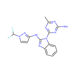 Cc1nc(N)nc(-n2c(Nc3ccn(C(F)F)n3)nc3ccccc32)n1 ZINC000071329156