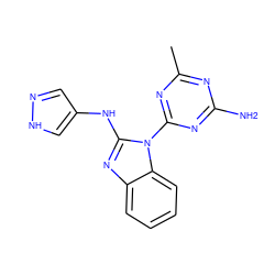 Cc1nc(N)nc(-n2c(Nc3cn[nH]c3)nc3ccccc32)n1 ZINC000071296975