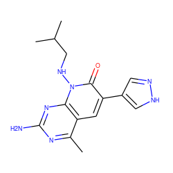 Cc1nc(N)nc2c1cc(-c1cn[nH]c1)c(=O)n2NCC(C)C ZINC000084671626