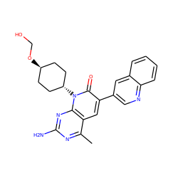 Cc1nc(N)nc2c1cc(-c1cnc3ccccc3c1)c(=O)n2[C@H]1CC[C@H](OCO)CC1 ZINC000101675261