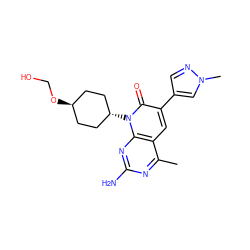 Cc1nc(N)nc2c1cc(-c1cnn(C)c1)c(=O)n2[C@H]1CC[C@H](OCO)CC1 ZINC000101675266