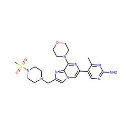 Cc1nc(N)ncc1-c1cn2cc(CN3CCN(S(C)(=O)=O)CC3)nc2c(N2CCOCC2)n1 ZINC000084740908