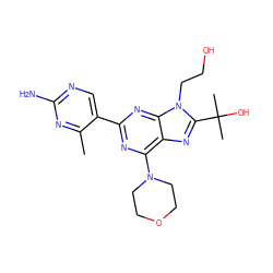 Cc1nc(N)ncc1-c1nc(N2CCOCC2)c2nc(C(C)(C)O)n(CCO)c2n1 ZINC000115266052