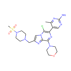 Cc1nc(N)ncc1-c1nc(N2CCOCC2)c2nc(CN3CCN(S(C)(=O)=O)CC3)cn2c1Cl ZINC000084741548