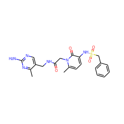 Cc1nc(N)ncc1CNC(=O)Cn1c(C)ccc(NS(=O)(=O)Cc2ccccc2)c1=O ZINC000013440760