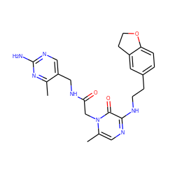 Cc1nc(N)ncc1CNC(=O)Cn1c(C)cnc(NCCc2ccc3c(c2)CCO3)c1=O ZINC000013440769