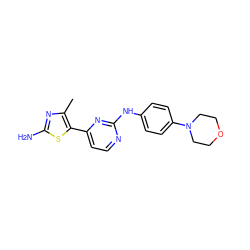 Cc1nc(N)sc1-c1ccnc(Nc2ccc(N3CCOCC3)cc2)n1 ZINC000003950132