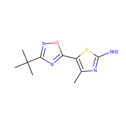 Cc1nc(N)sc1-c1nc(C(C)(C)C)no1 ZINC000055176454