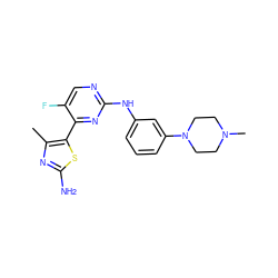 Cc1nc(N)sc1-c1nc(Nc2cccc(N3CCN(C)CC3)c2)ncc1F ZINC000103291584