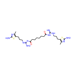 Cc1nc(N)sc1CCCNC(=N)NC(=O)CCCCCCC(=O)/N=C(\N)NCCCc1sc(N)nc1C ZINC000095555676