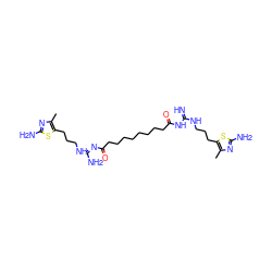 Cc1nc(N)sc1CCCNC(=N)NC(=O)CCCCCCCCC(=O)/N=C(\N)NCCCc1sc(N)nc1C ZINC000095554335