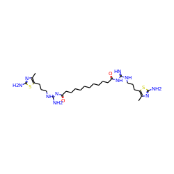 Cc1nc(N)sc1CCCNC(=N)NC(=O)CCCCCCCCCCC(=O)/N=C(\N)NCCCc1sc(N)nc1C ZINC000095554298