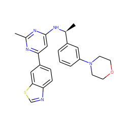 Cc1nc(N[C@@H](C)c2cccc(N3CCOCC3)c2)cc(-c2ccc3ncsc3c2)n1 ZINC000205825815